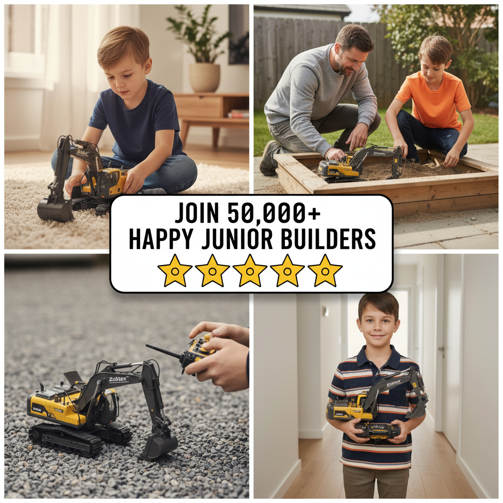 Zoblex™ BuildMaster RC Excavator – 11-Channel Construction Machine