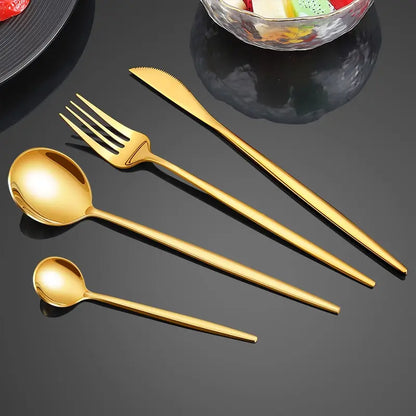 Elegant Gold Stainless Steel Dinnerware Set (24PC)