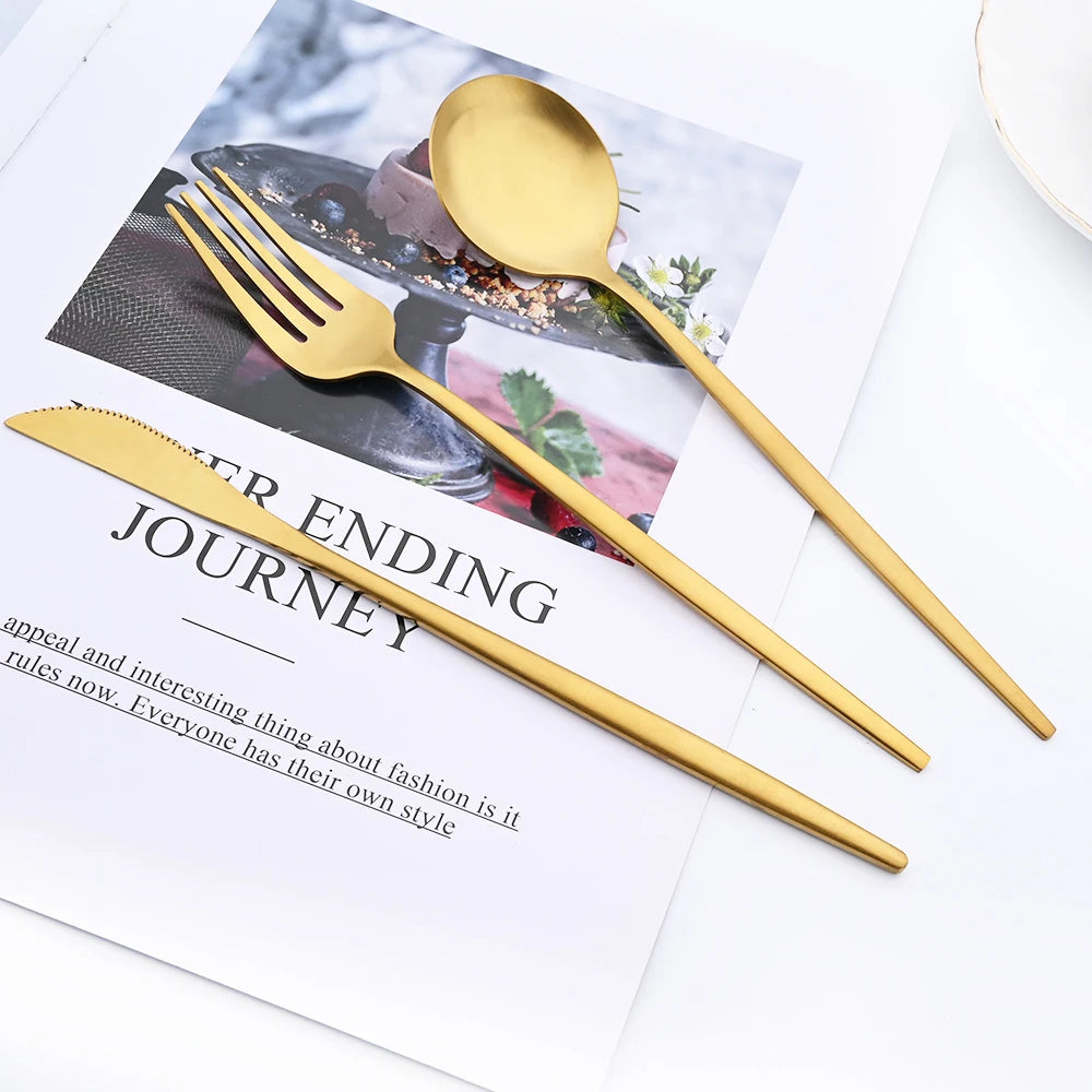 LuxeGold Matte Cutlery Collection