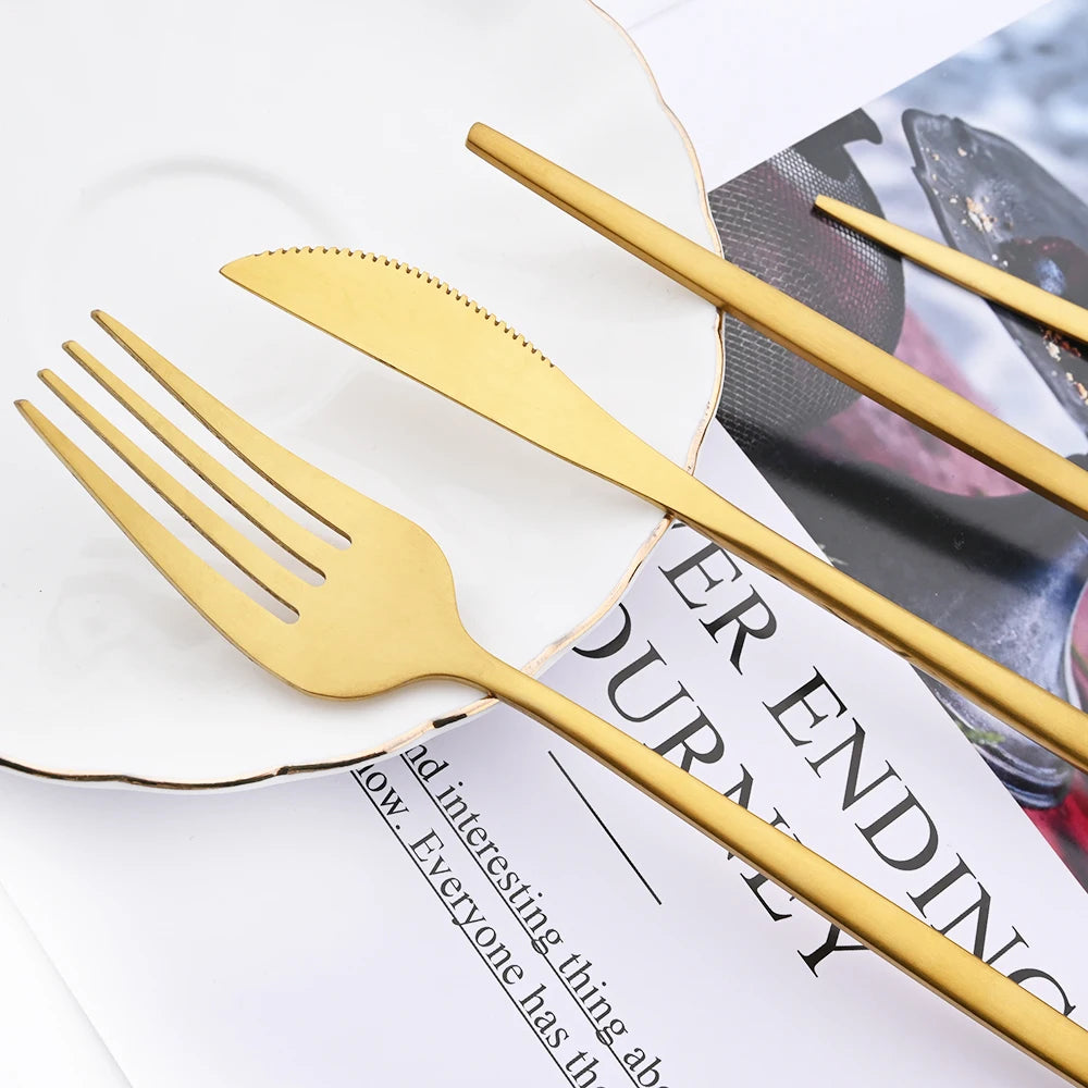 LuxeGold Matte Cutlery Collection