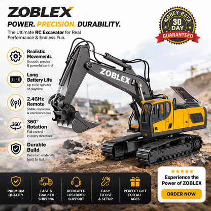 Zoblex™ BuildMaster RC Excavator – 11-Channel Construction Machine